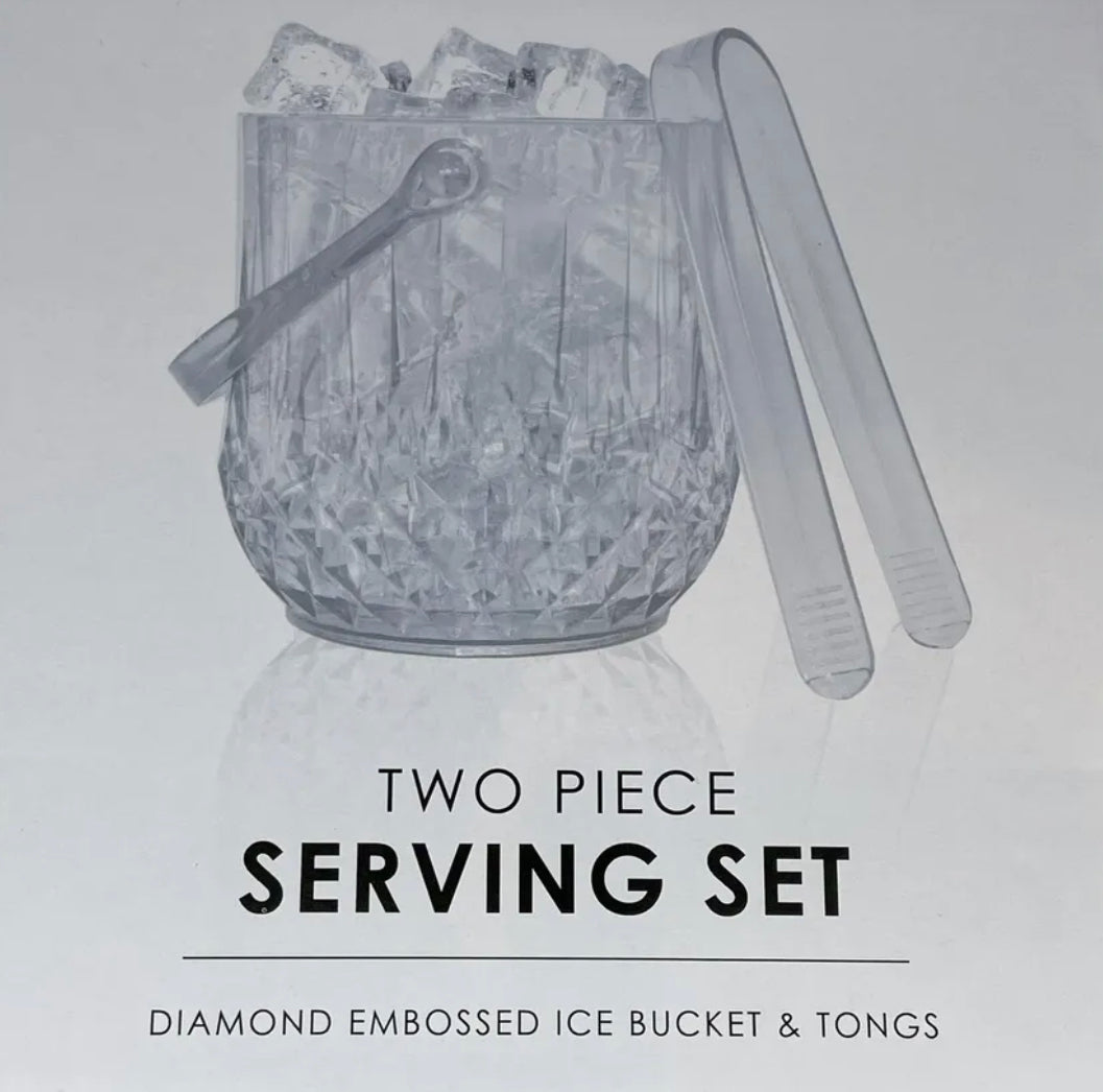 Diamond Embossed Bucket & Tongs